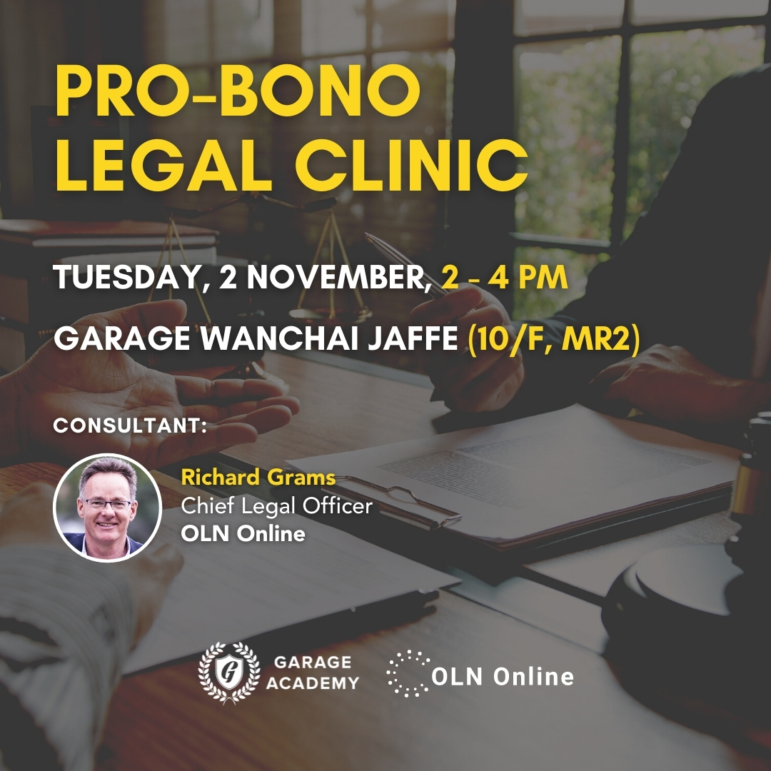Pro Bono Legal Clinic at Garage Society Hong Kong